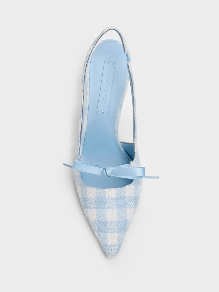 Gi&agrave;y cao g&oacute;t mũi nhọn Venetia Gingham Bow, Xanh nhạt, hi-res