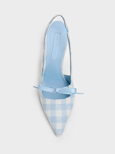 Gi&agrave;y cao g&oacute;t mũi nhọn Venetia Gingham Bow, Xanh nhạt, hi-res