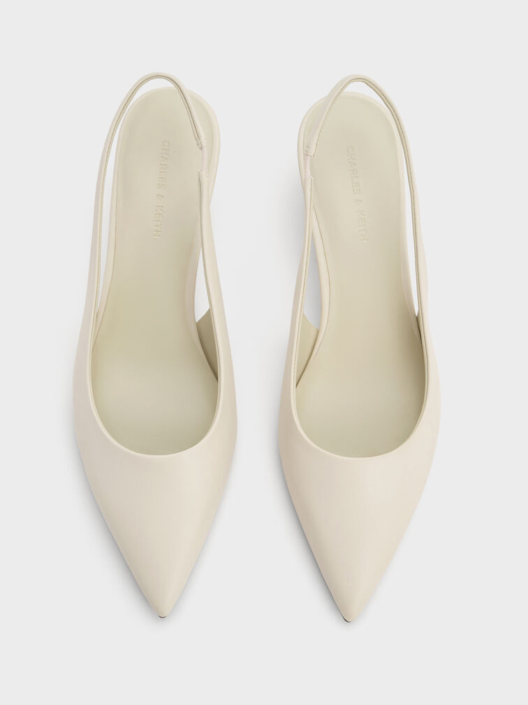 Giày đế xuồng mũi nhọn Sculptural-Heel, Phấn, hi-res