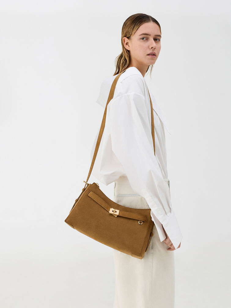 Dinora Belted Shoulder Bag, Sahara Sand, hi-res