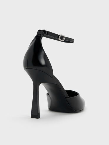 Pointed-Toe Ankle-Strap D'Orsay Pumps, Black Boxed, hi-res