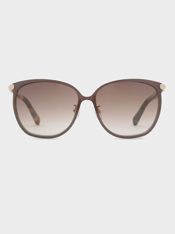 Oversized Square Sunglasses, Brown, hi-res