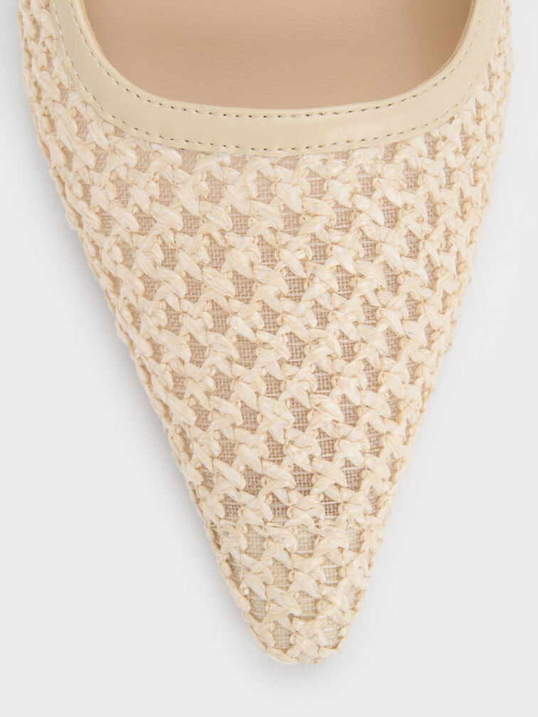 Gi&agrave;y mules cao g&oacute;t Raffia, Be, hi-res
