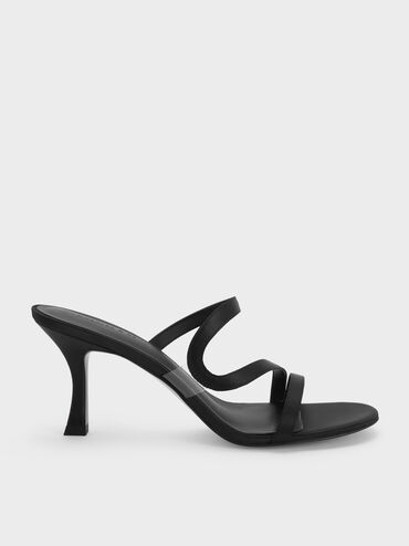 Gi&agrave;y mules cao g&oacute;t Arden Satin, Đen họa tiết, hi-res