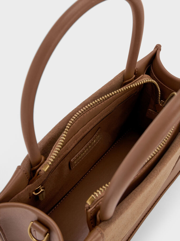 T&uacute;i tote phom chữ nhật Mini Daylla, N&acirc;u mocha, hi-res