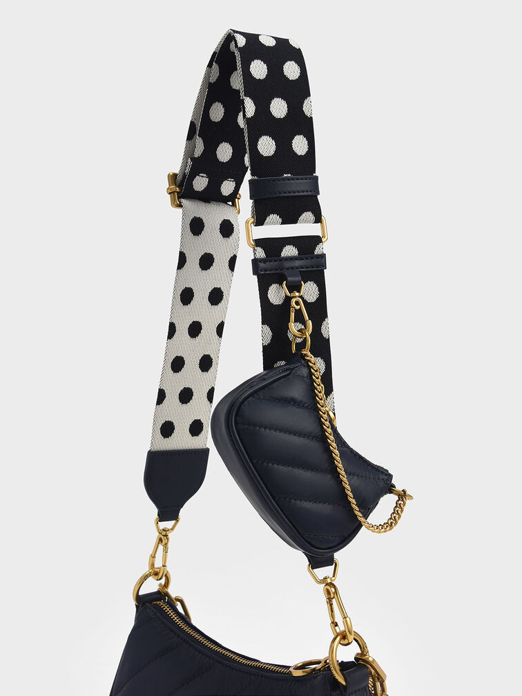 Túi đeo chéo chần bông Chailly Chain Handle, Xanh navy, hi-res