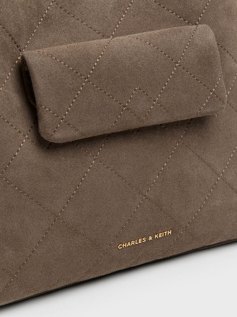 T&uacute;i đeo vai Duo Quilted Front-Pocket, Stone Grey, hi-res