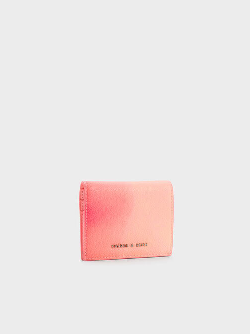 Marble-Print Bi-Fold Small Wallet, Pink, hi-res