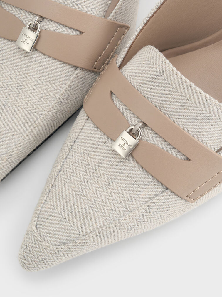Griselda Two-Tone Slingback Pumps, Light Grey, hi-res