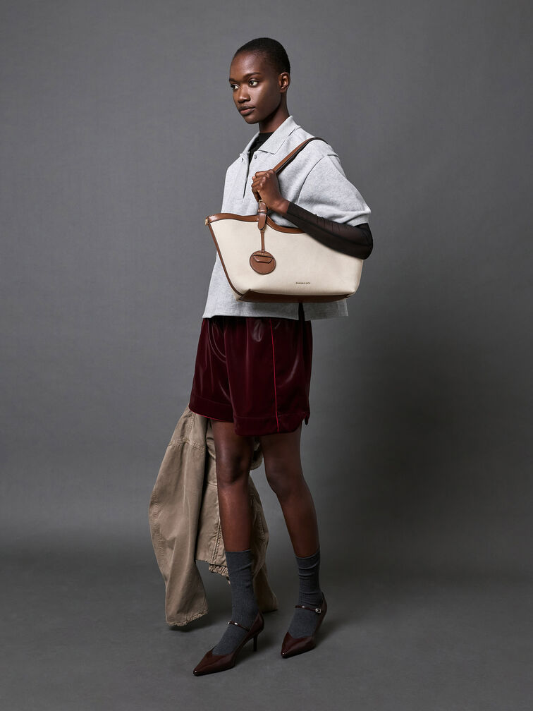 XL Enola Canvas Tote Bag, Chocolate, hi-res