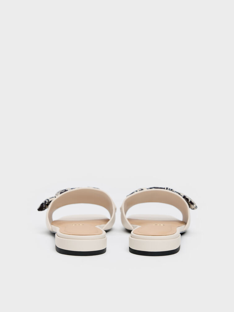 Tayari Leather Printed-Strap Slide Sandals, Chalk, hi-res