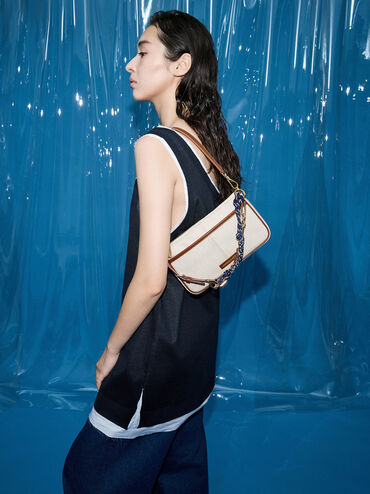 T&uacute;i đeo vai Addison Canvas Knotted-Rope, Taupe Canvas, hi-res