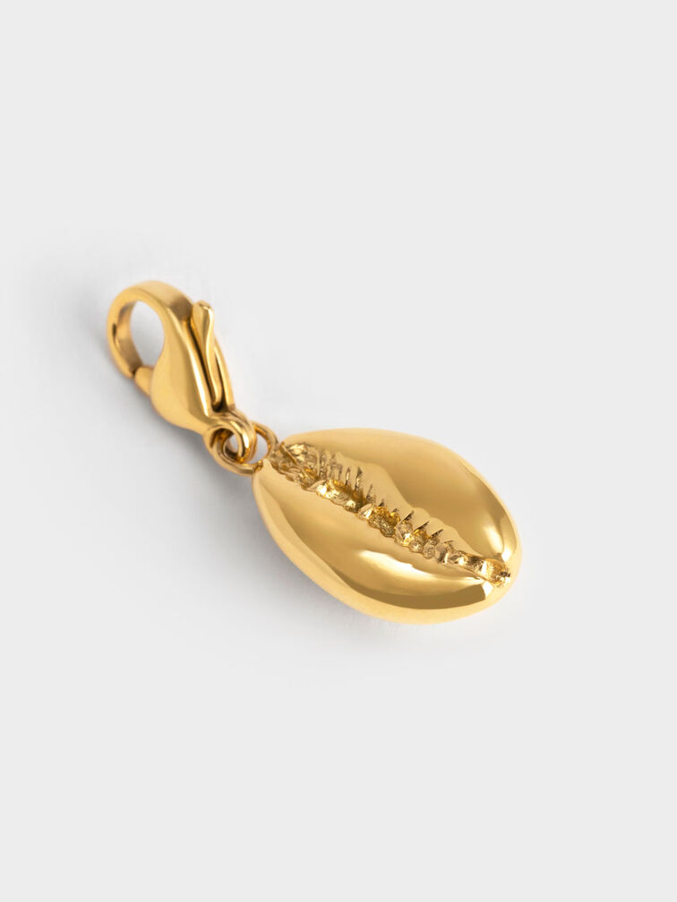 Cowrie Seashell Charm, Gold, hi-res