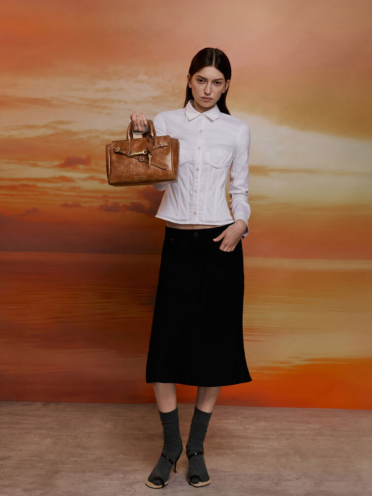 T&uacute;i x&aacute;ch h&igrave;nh thang Mini Delfina Belted, Distressed Tan, hi-res