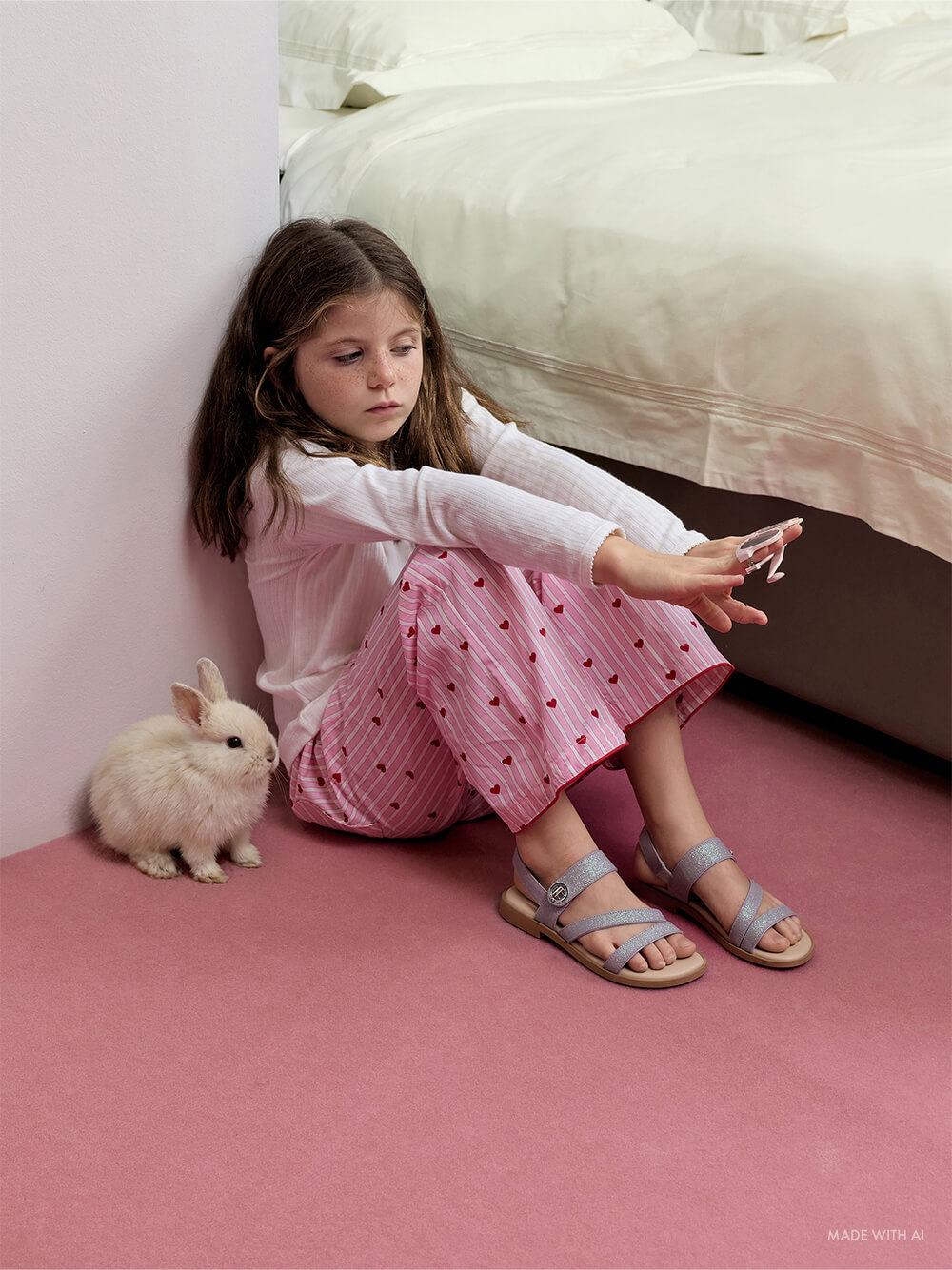 Girls' Yara Glittered Strappy Sandals in silver - CHARLES & KEITH