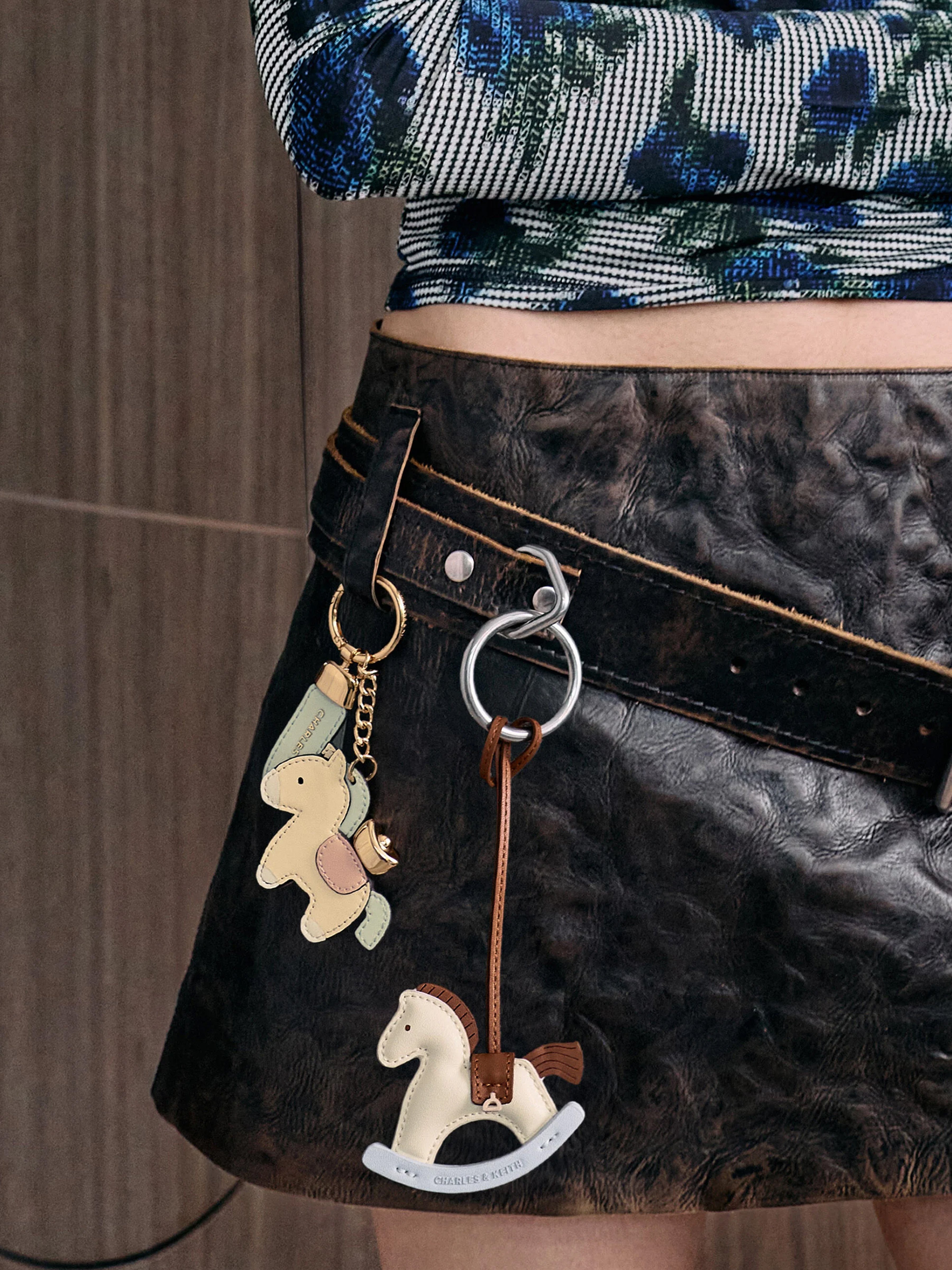 Women's black boxed studded crossover-strap Mary Jane flats - CHARLES & KEITH