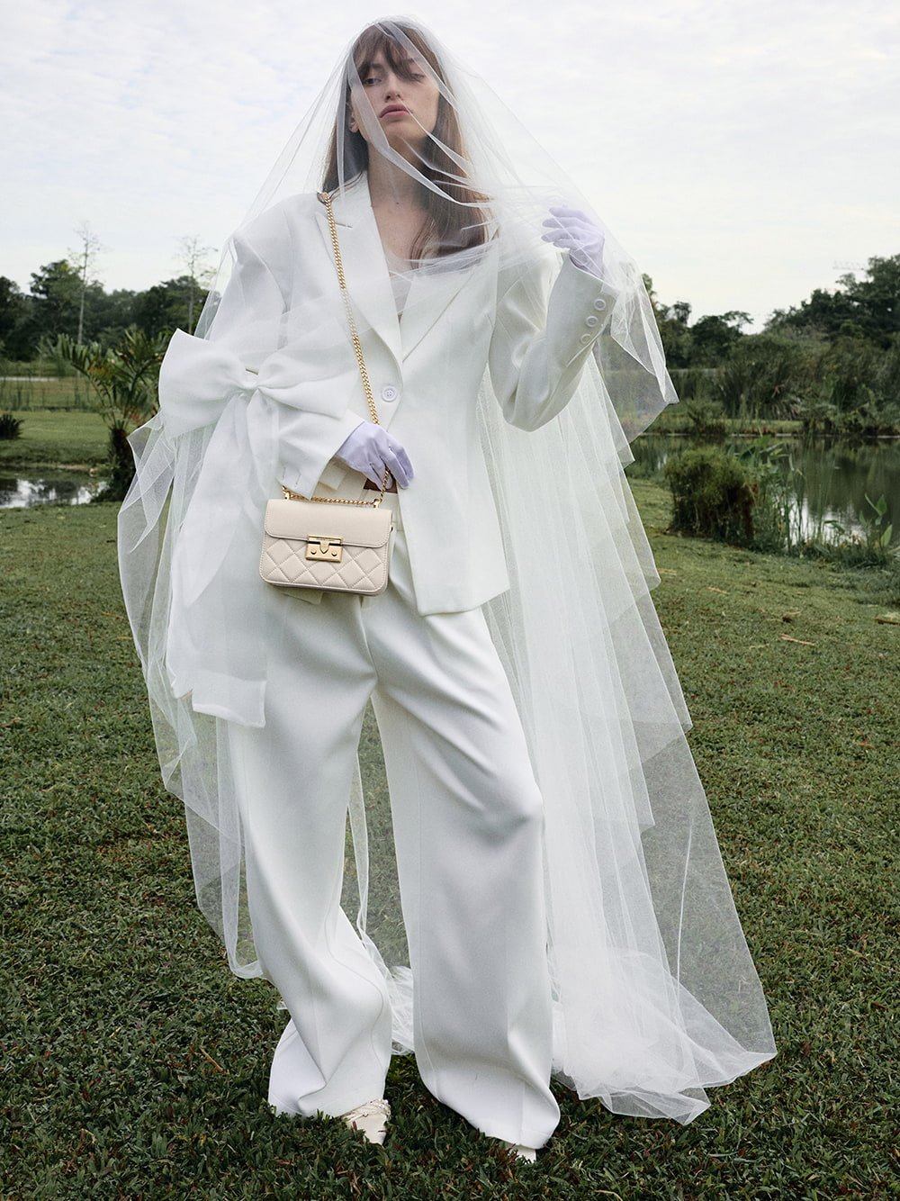 Alva quilted chain-handle bag in cream - CHARLES & KEITH