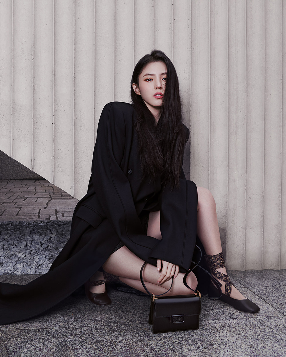 Women’s leather shoulder bag and leather monogram tie-around ballet flats, as seen on Han So Hee - CHARLES & KEITH