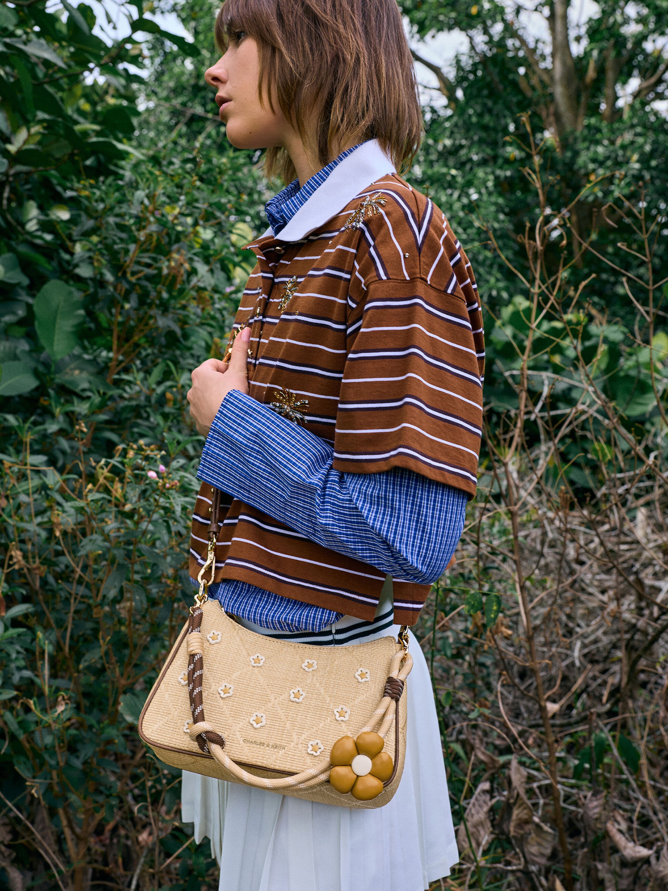 Women's Black Voyager Leather Belted Trapeze Tote Bag - CHARLES & KEITH