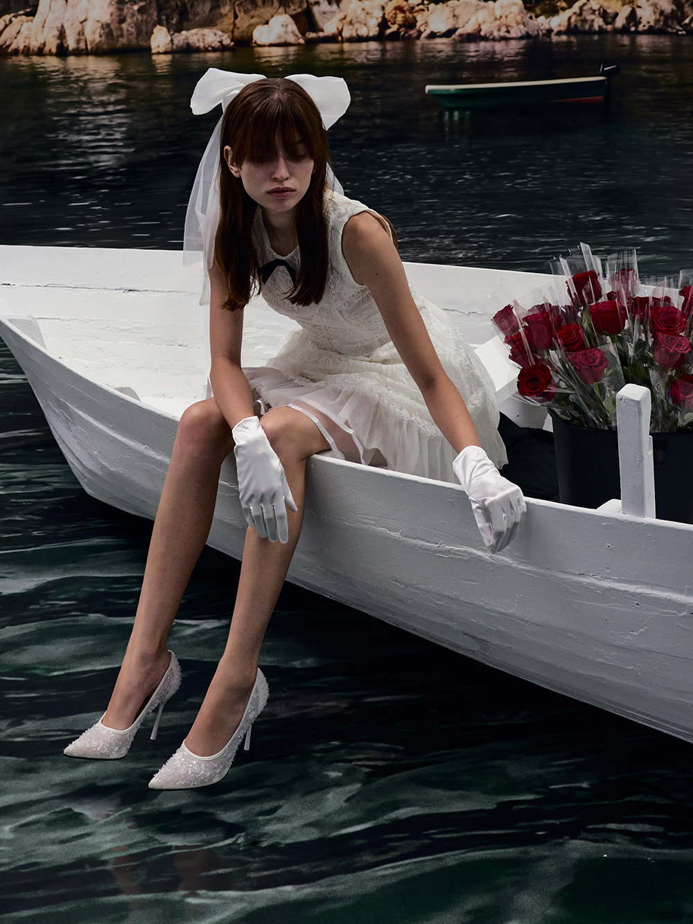 Kyra Embroidered-Mesh Stiletto Pumps in white - CHARLES & KEITH