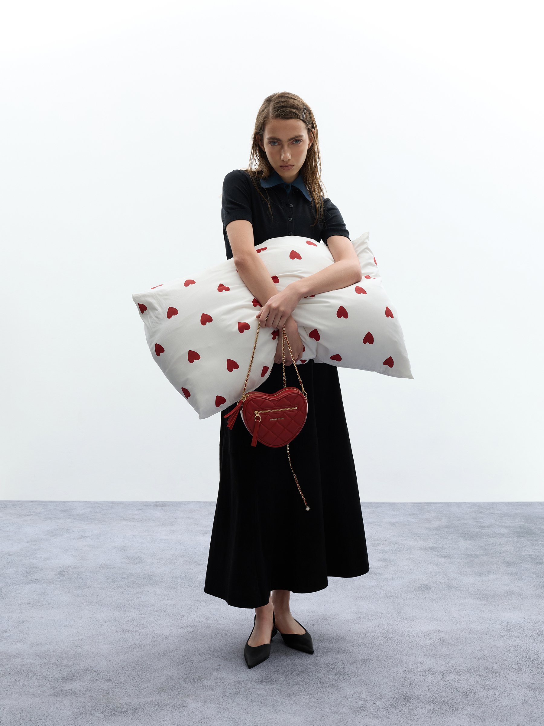 Ivette Woven Top Handle Bag - Wineberry Red - CHARLES & KEITH