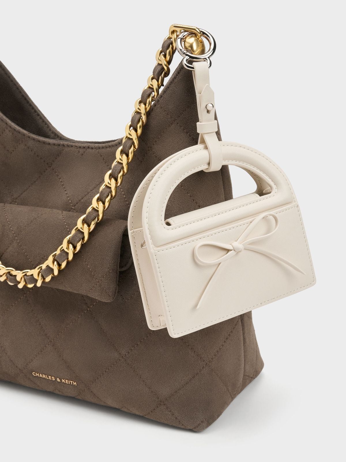 Women's Black Voyager Leather Belted Trapeze Tote Bag - CHARLES & KEITH