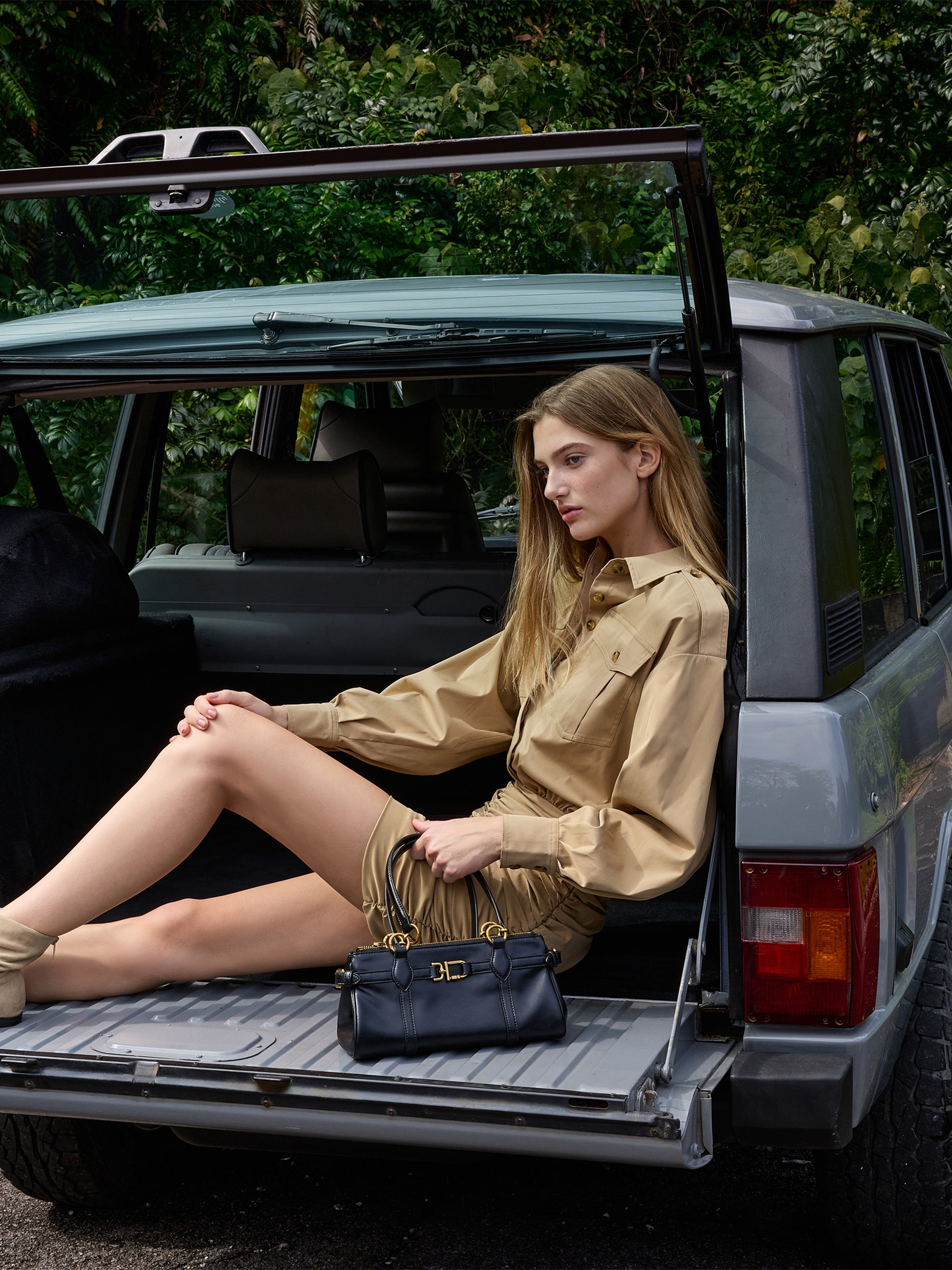 Ivette Woven Top Handle Bag - Wineberry Red - CHARLES & KEITH