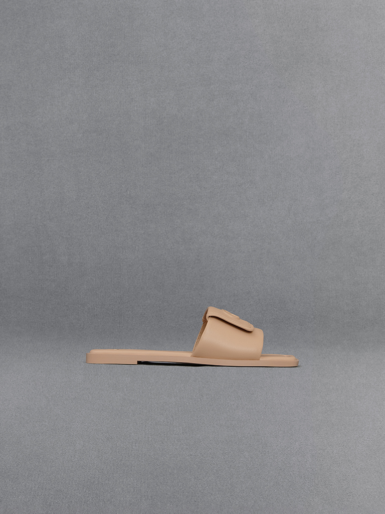 Leather Slide Sandals - CHARLES & KEITH