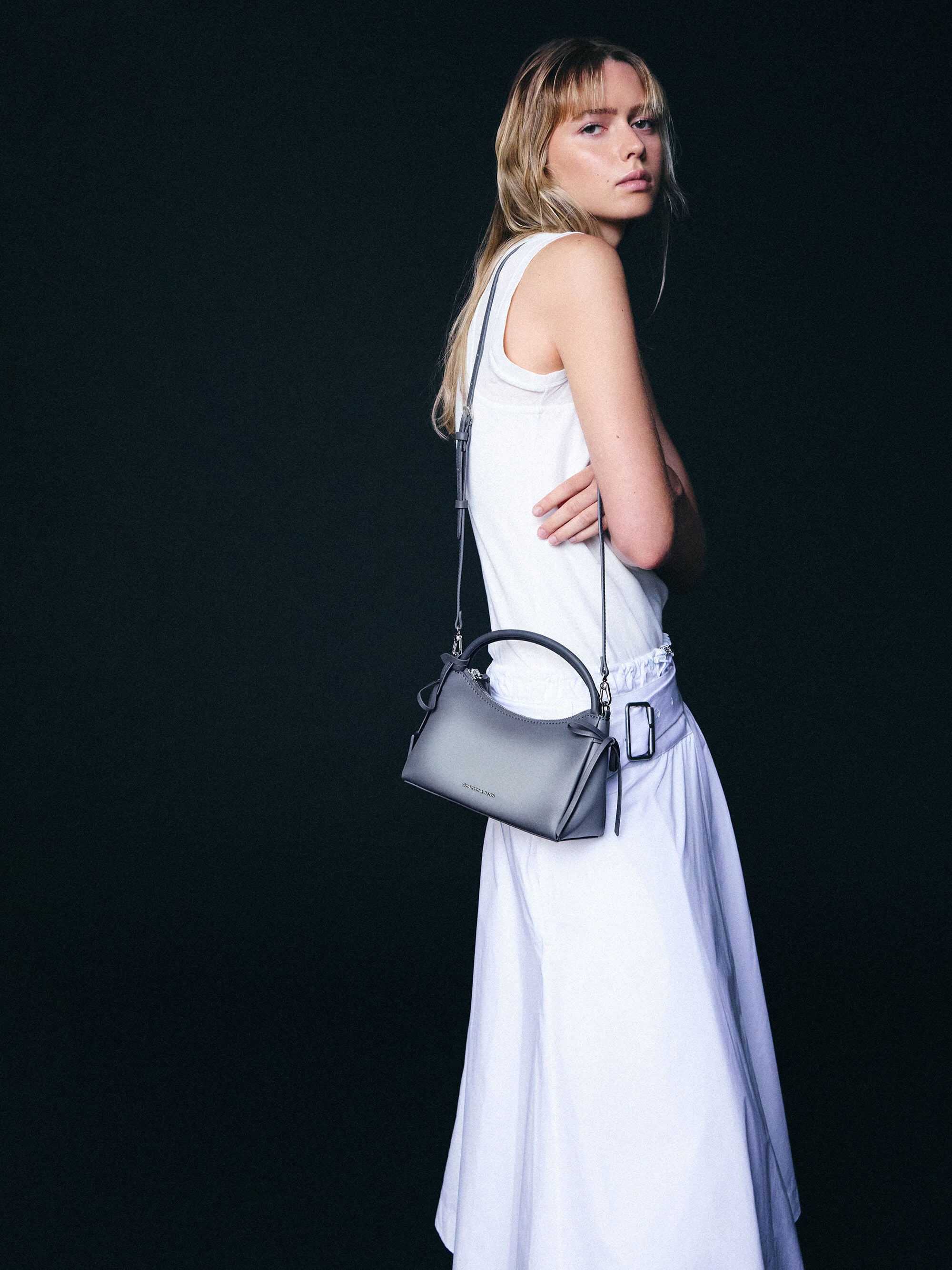 Black Donna Crinkle-Effect Tote Bag - CHARLES & KEITH
