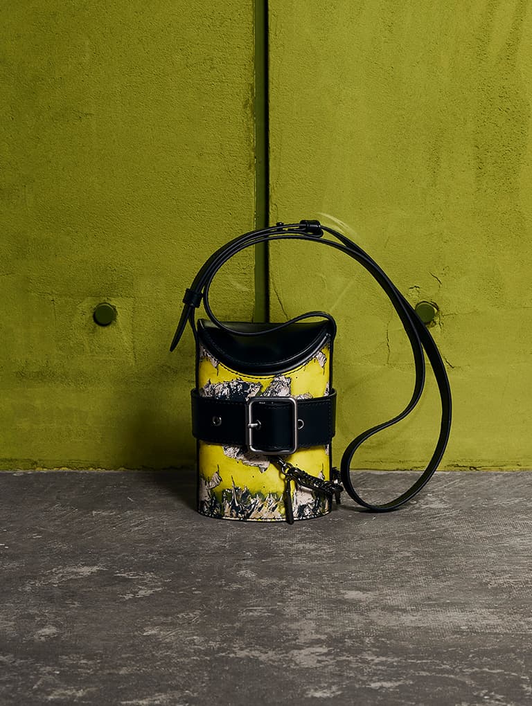 Jules Leather Chelsea Boots in black and Jules Leather Belted Bucket Bag in multi  - CHARLES & KEITH