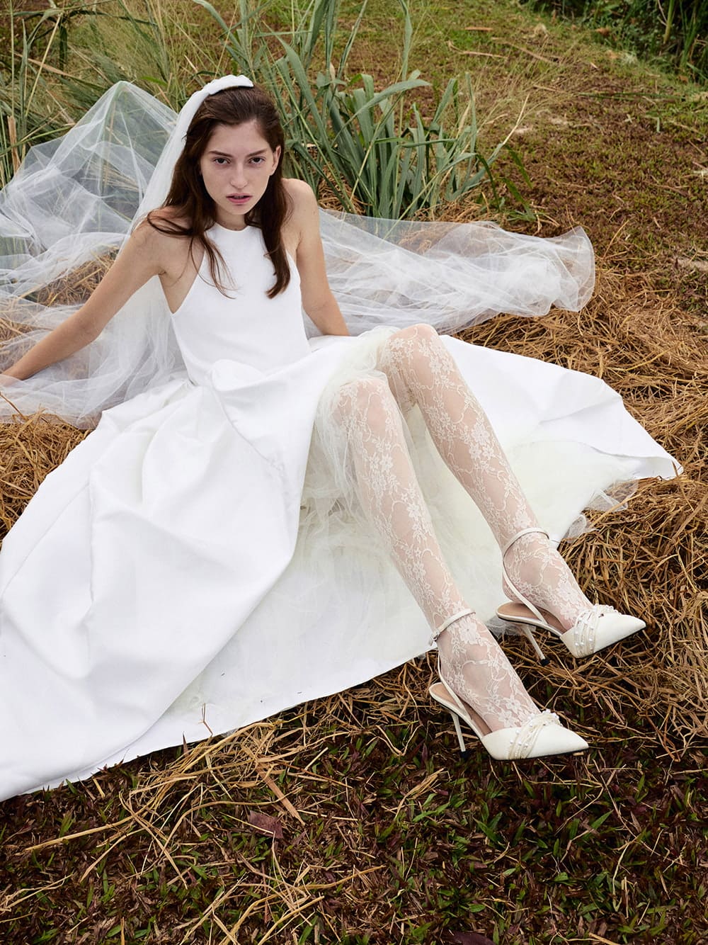 Leda Beaded Satin Ankle-Strap Pumps in white - CHARLES & KEITH