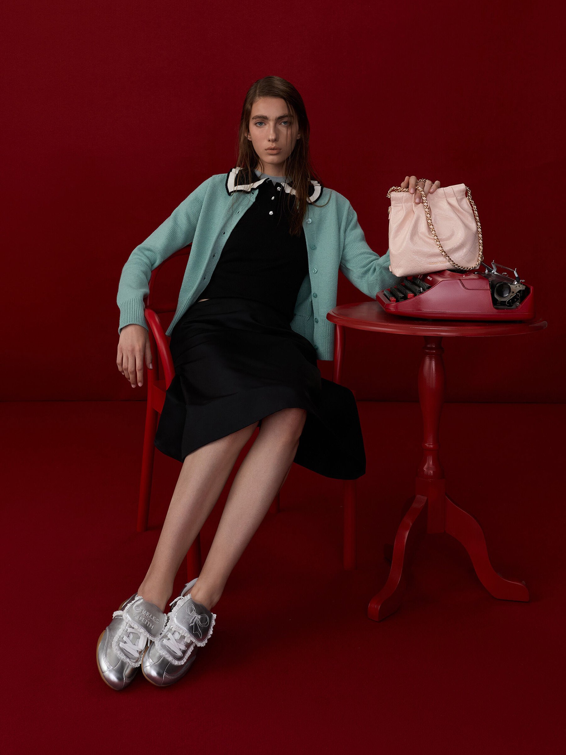 Women's Black Voyager Leather Belted Trapeze Tote Bag - CHARLES & KEITH