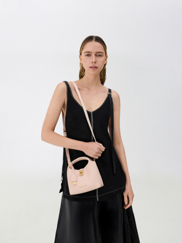 Ivette Woven Top Handle Bag - Wineberry Red - CHARLES & KEITH