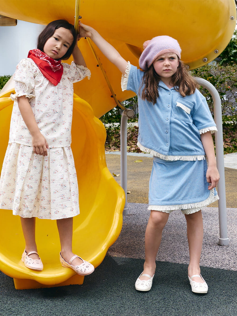 Girls' Floral Cut-Out Mary Jane Flats in light pink and white - CHARLES & KEITH