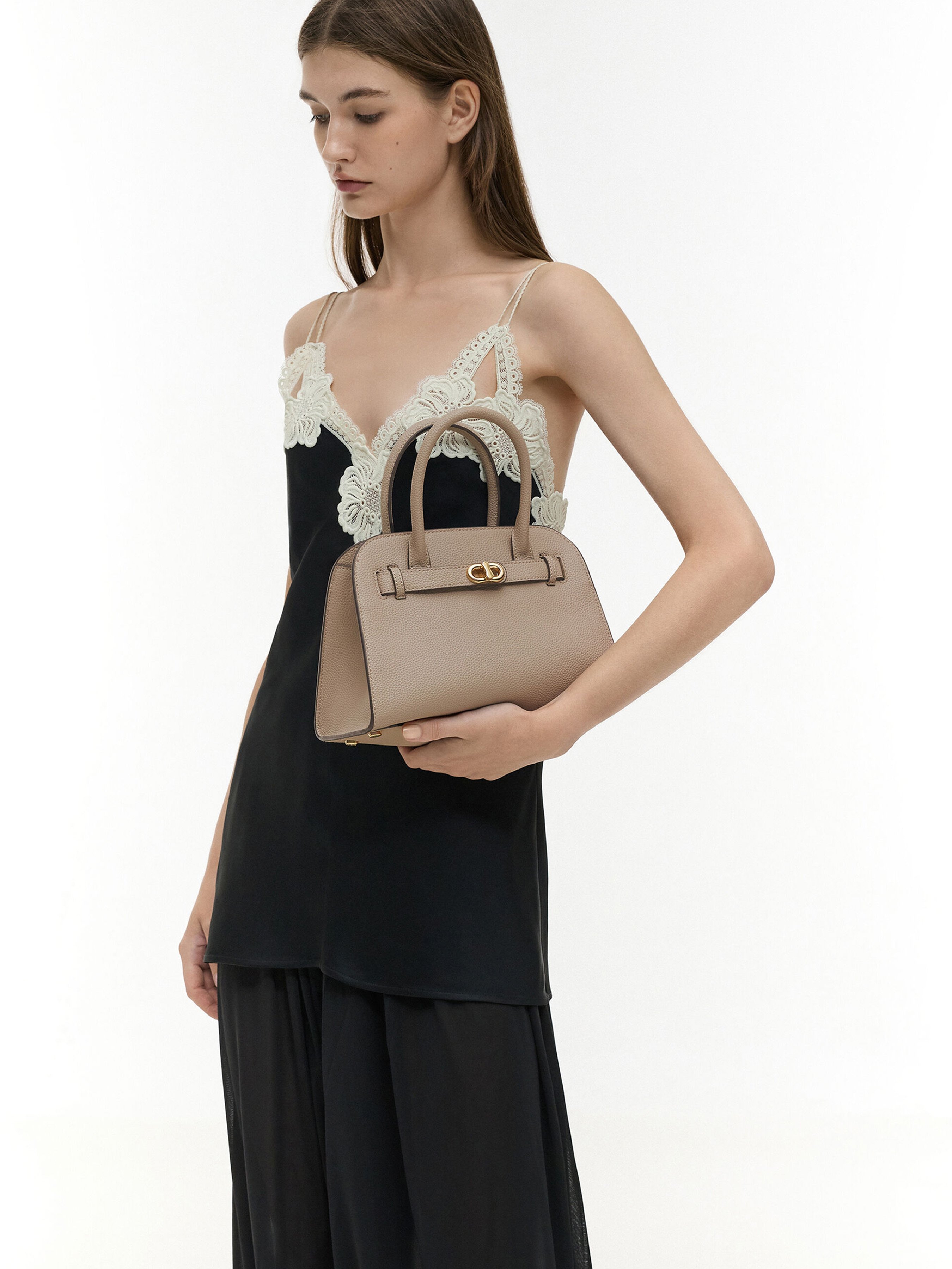 Black Donna Crinkle-Effect Tote Bag - CHARLES & KEITH