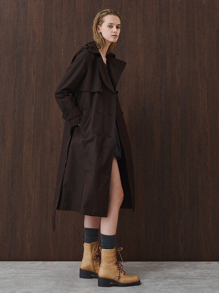 Women's Logan Double-Lace Mid-Calf Combat Boots in sand — CHARLES & KEITH