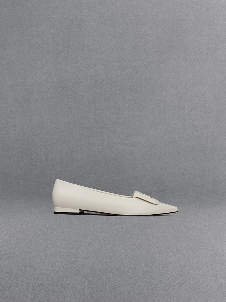 Leather Pointed-Toe Flats - CHARLES & KEITH