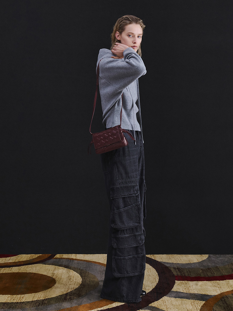 Women's Ivette Woven Crossbody Bag in wineberry red — CHARLES & KEITH