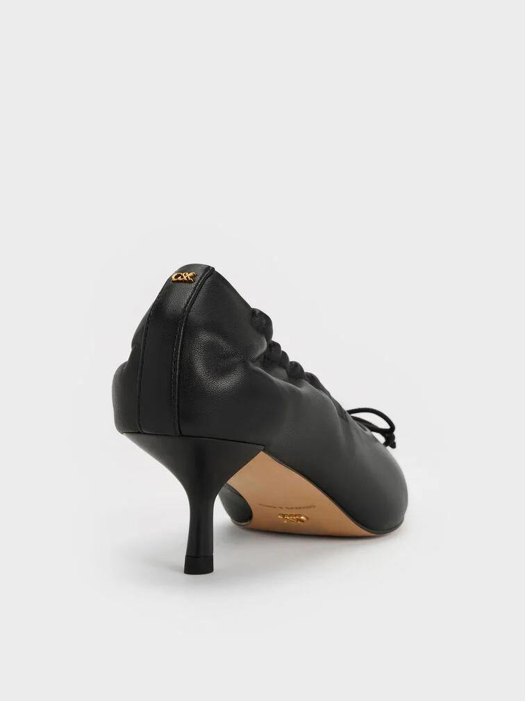 Kitten heels have slim, low stems that give a delicate lift without sacrificing balance. 