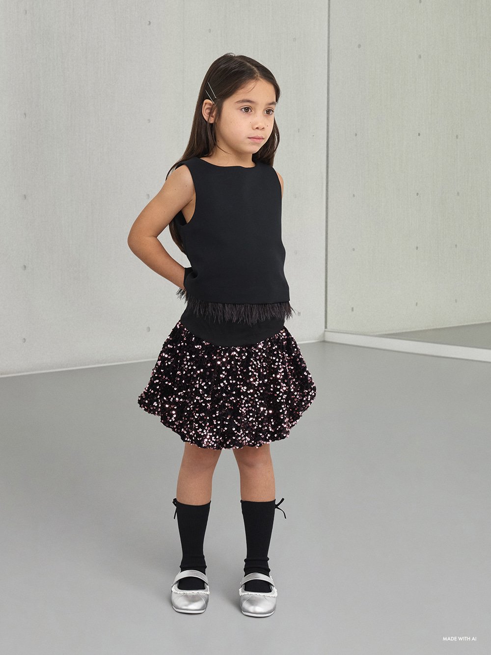 Girls' Metallic Lace-Trim Mary Jane Sneakers in silver - CHARLES & KEITH