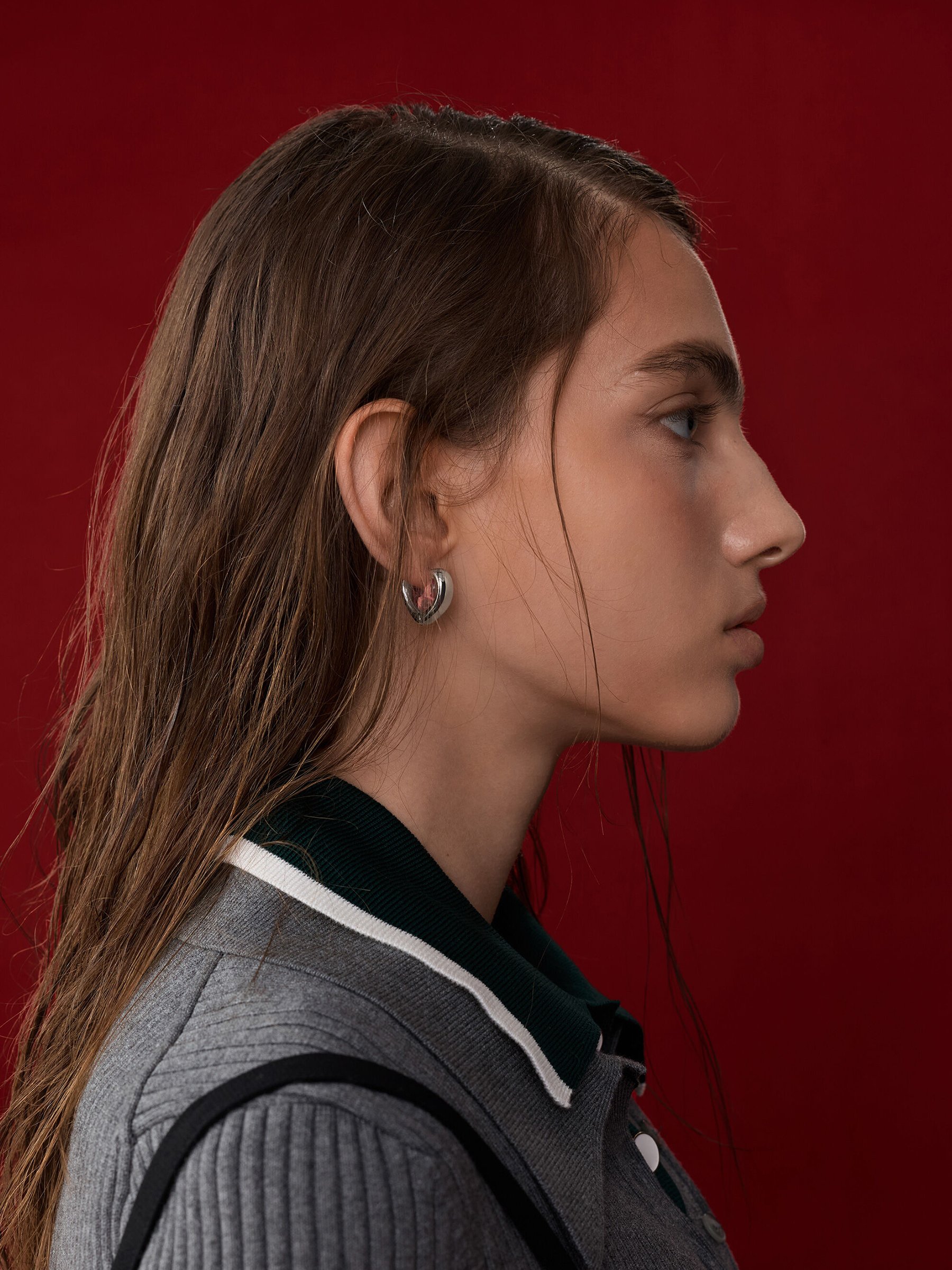 Women's black boxed studded crossover-strap Mary Jane flats - CHARLES & KEITH