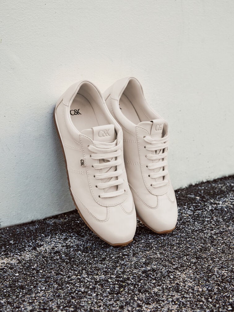 White leather sneakers have to be cleaned with dedicated cleaners and tools.  