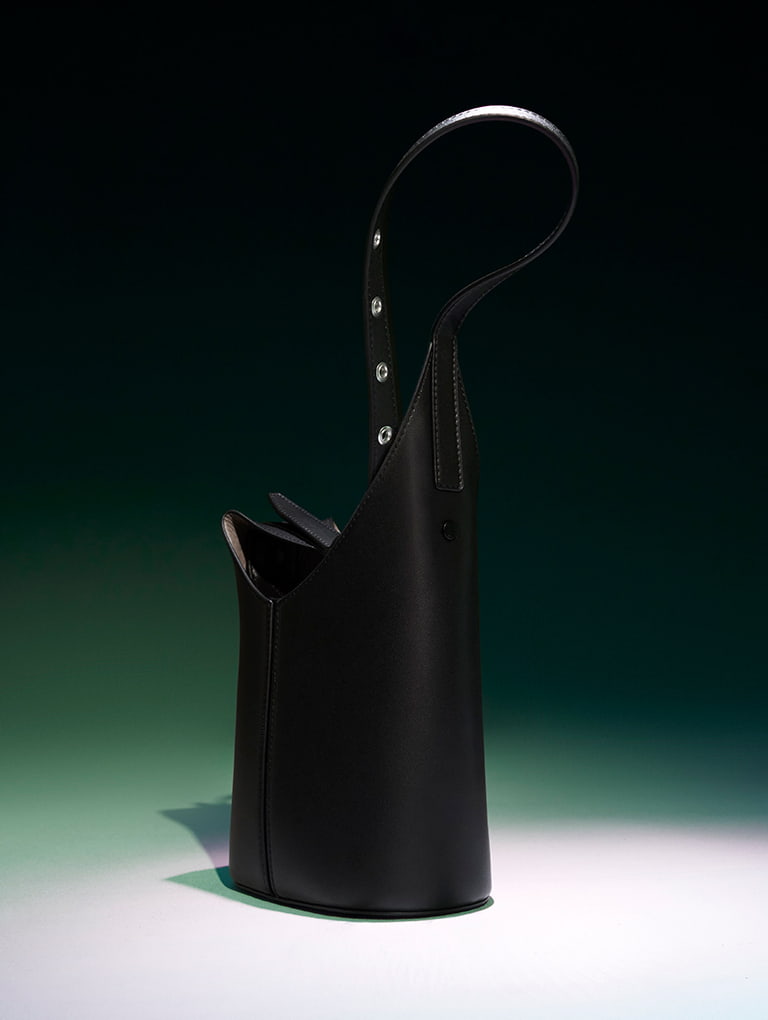 Altea Sculptural Bucket Bag in black - CHARLES & KEITH