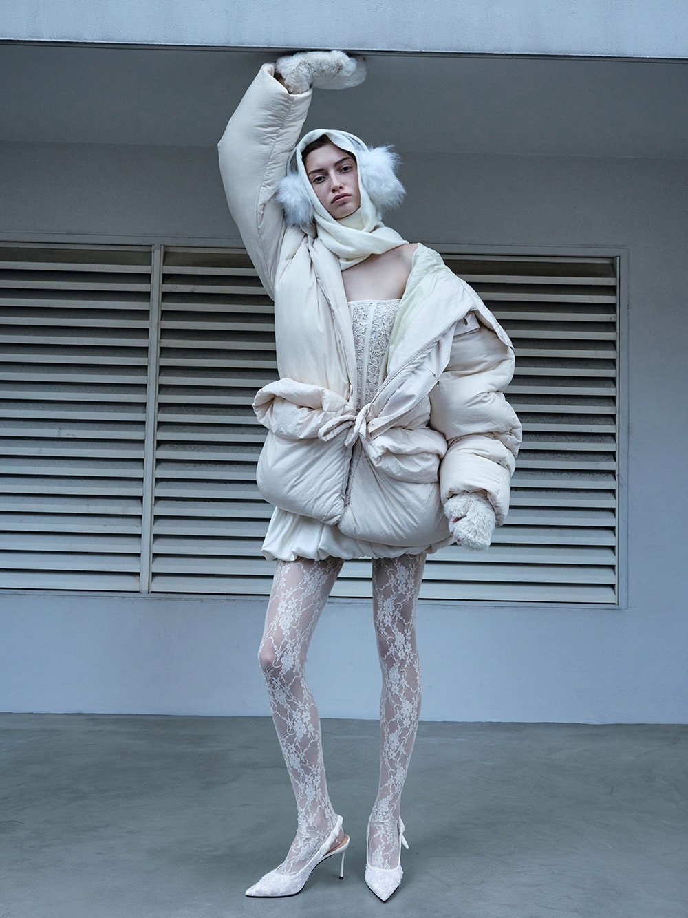 Tayari Embroidered-Mesh Slingback Pumps in white - CHARLES & KEITH