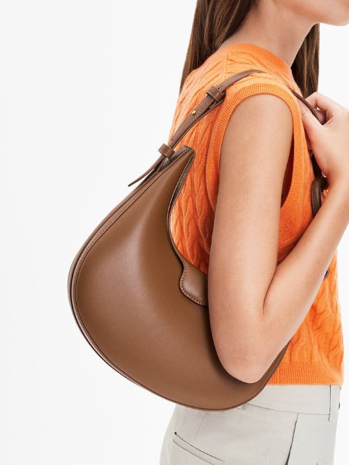 Women's Chocolate Kora Metallic-Accent Moon Bag