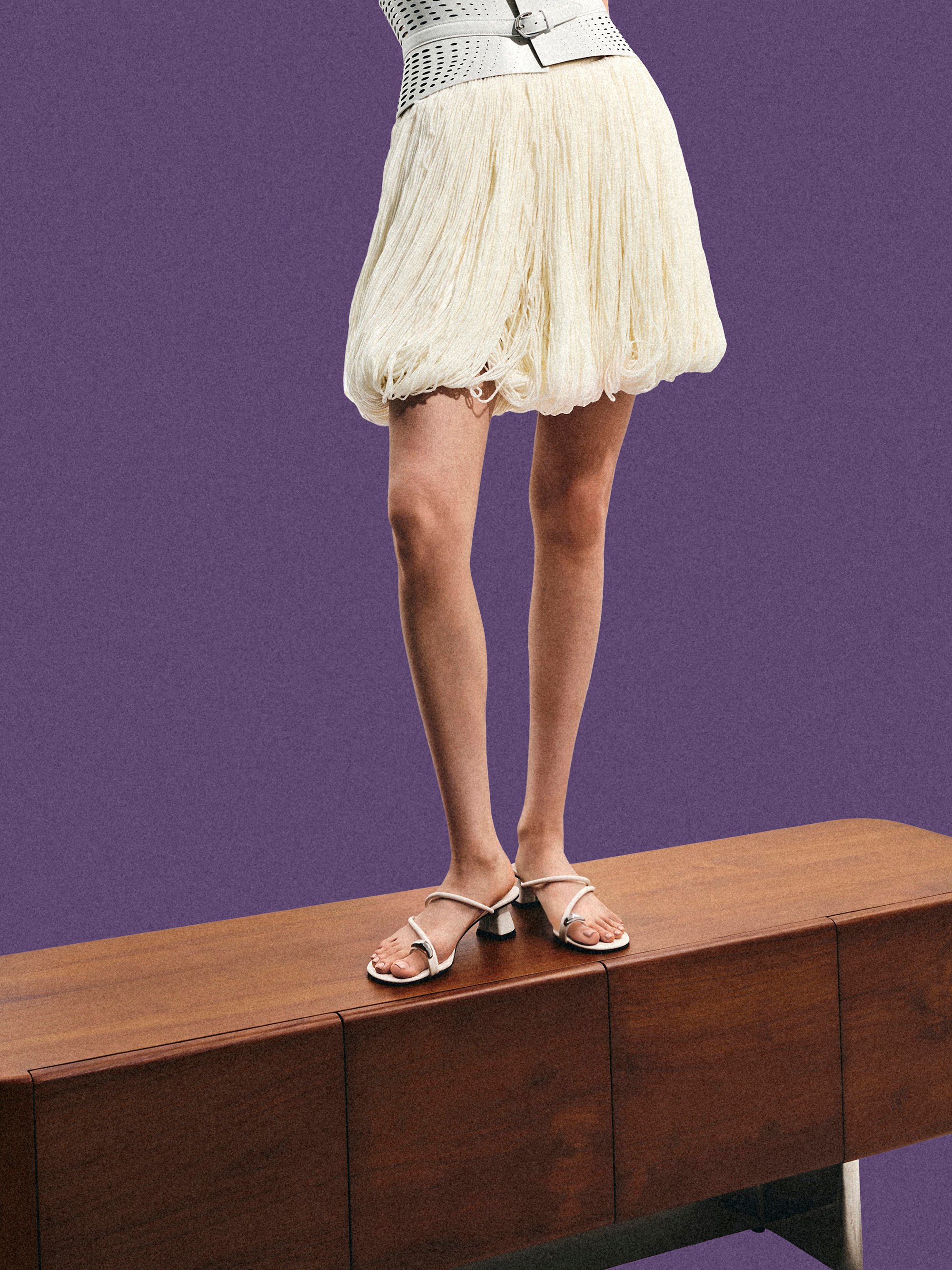 Toe-Ring Strappy Heels, Chalk, hi-res