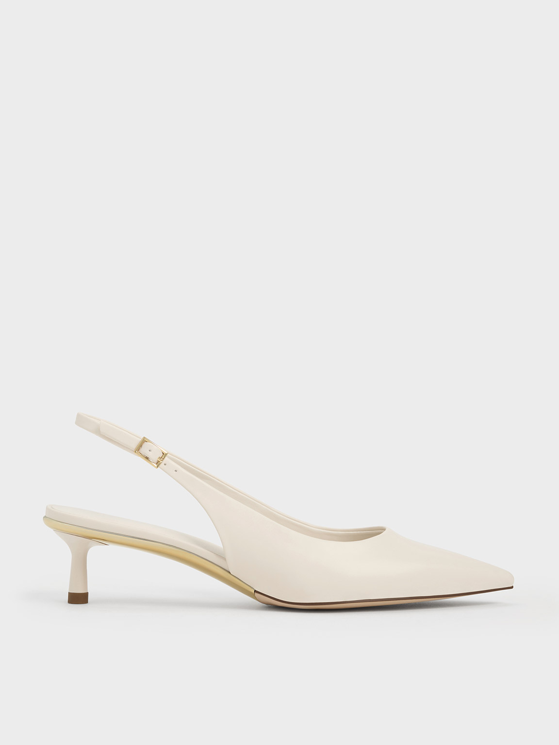 Curtis Slingback Kitten Heels - Chalk - CHARLES & KEITH VN
