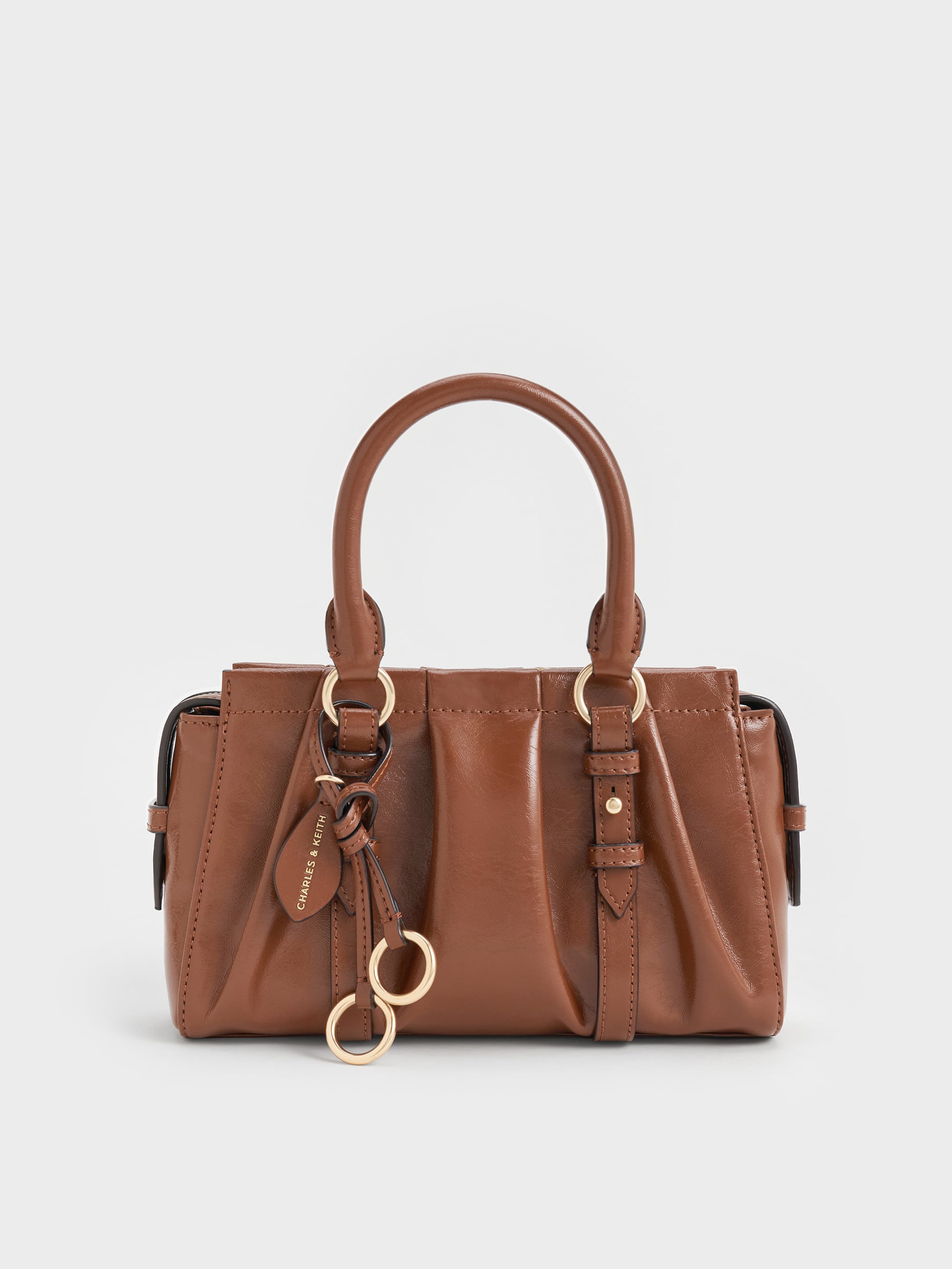 Túi tote phom chữ nhật Britton Ruched - Chocolate - CHARLES & KEITH VN