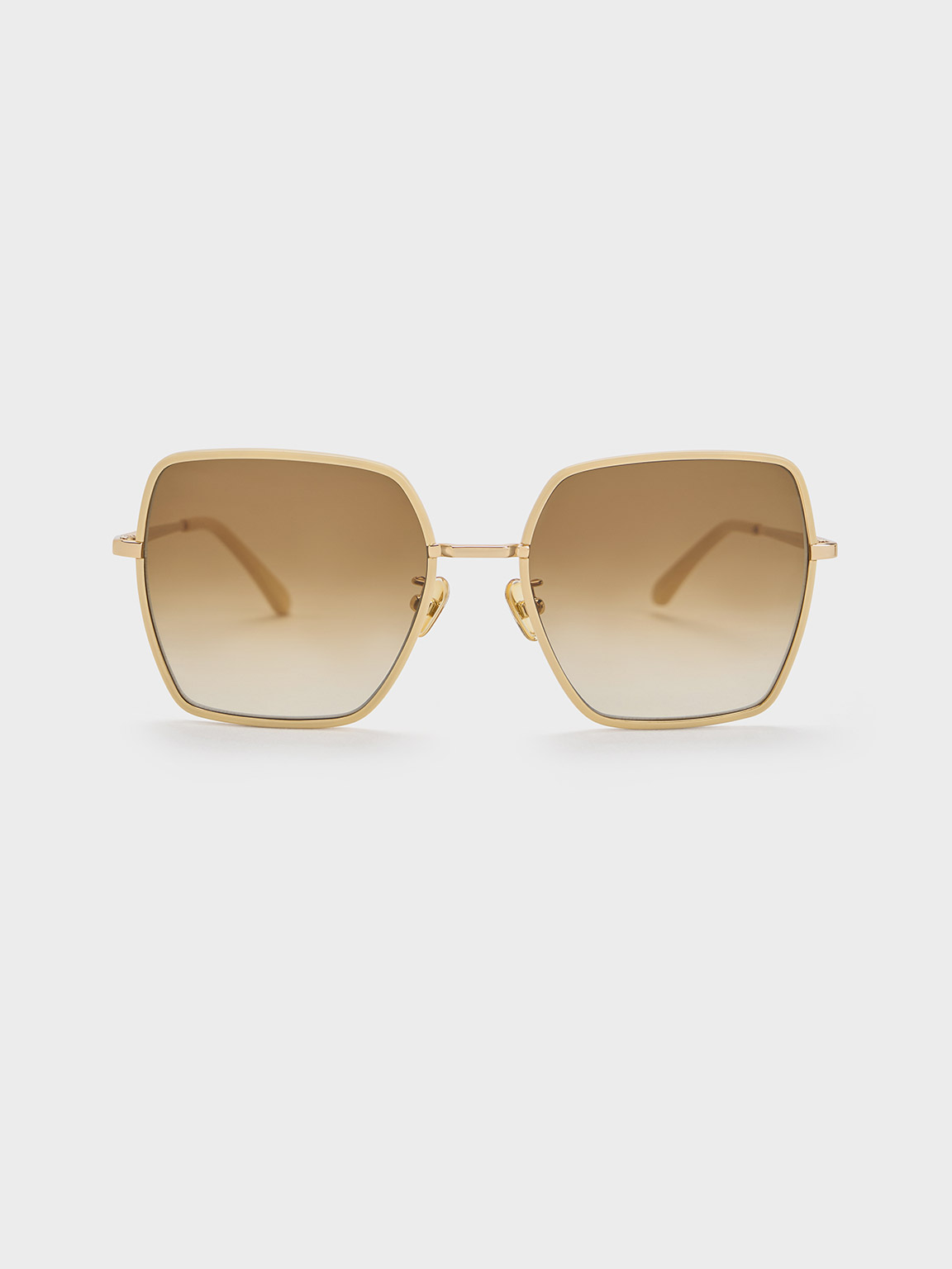 Kính mát gọng vuông Recycled Acetate Thin-Rim - Kem - CHARLES & KEITH VN