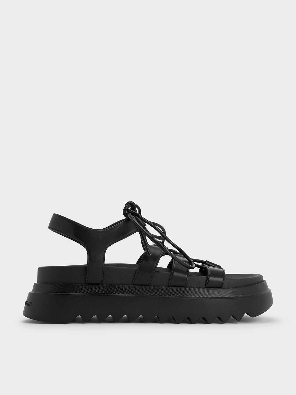 Black Gladiator Lace-Up Flatform Sandals CHARLES KEITH VN
